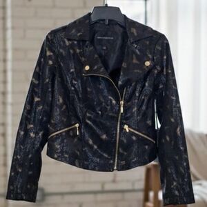 Rock & Republic Black and Gold Leather Jacket